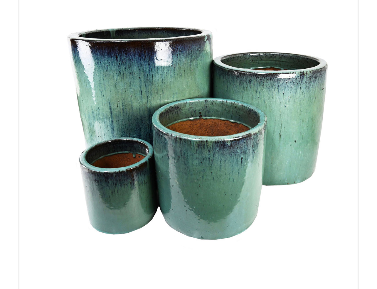 Glazed Cyclinder Jade Pots